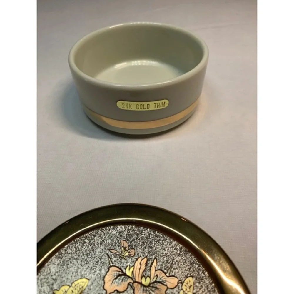 Vintage Himark Chokin‎ Jewelry Trinket Box Porcelain 24K Gold Trim Made In Japan